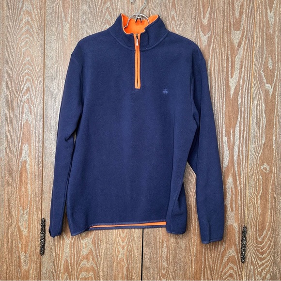 Brooks Brothers Sweater Men Large Navy Polyester 1/4 Zip Pull Over Sweatshirt - Picture 1 of 7